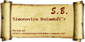 Simonovics Balambér névjegykártya